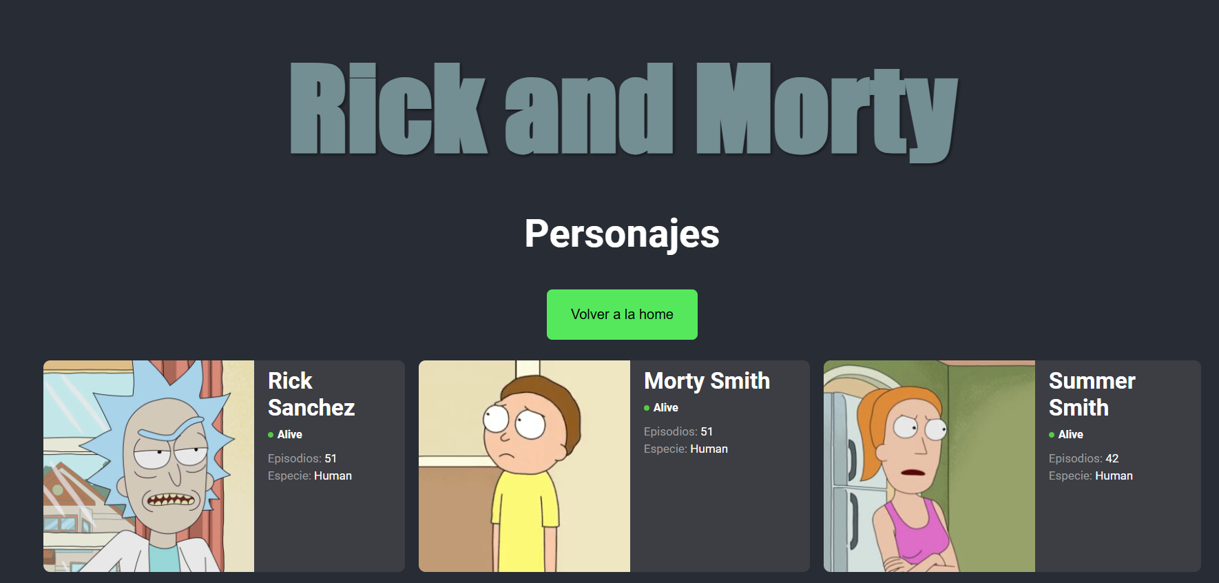 Rick and Morty React App